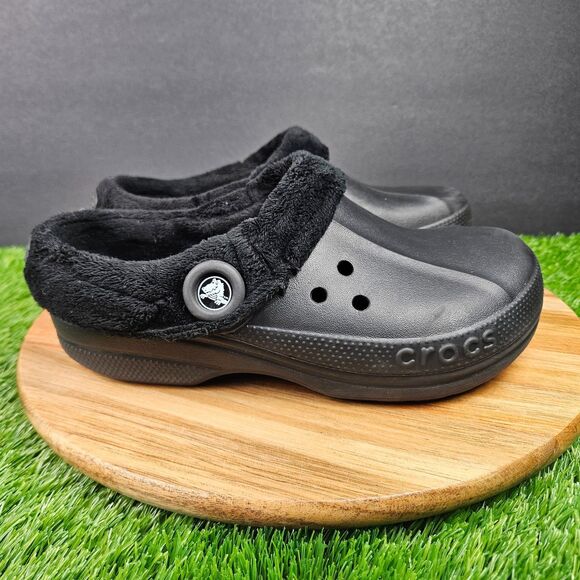 Crocs Blitzen Fux Lined Clog Shoes Black Unisex Men's Size 6 Women's Size 8 - Picture 1 of 14